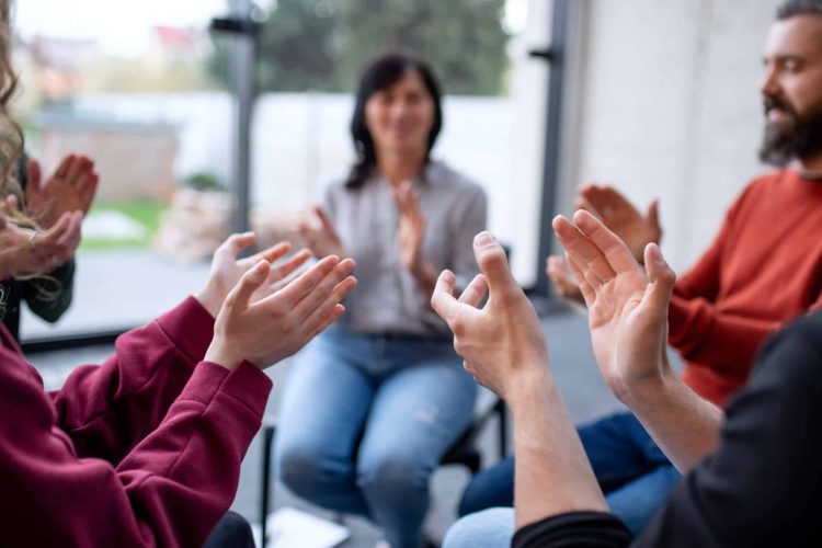 group therapy of people in an intensive outpatient program for SUD